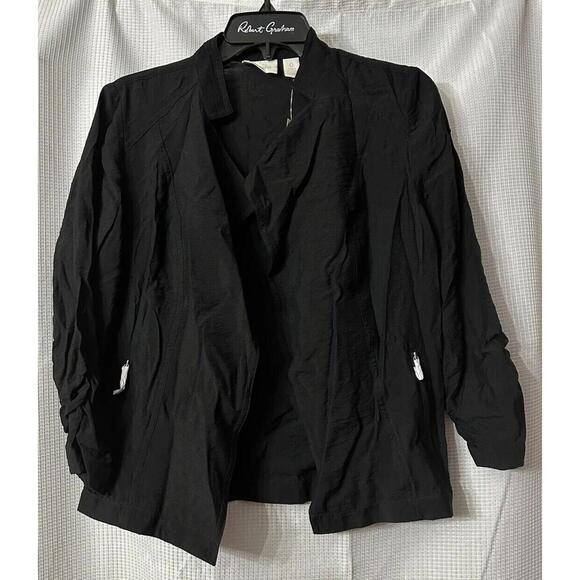Chico's Jackets & Blazers - NWT Chicos Womens Long Sleeve Black Open Front Moto Jacket Lightweight Size 0